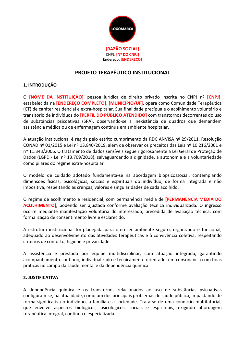 Exemplo de Projeto Terapêutico